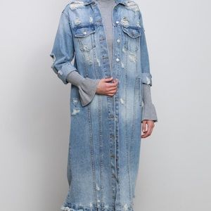 Mustard Seed Long Denim Jacket Size Medium